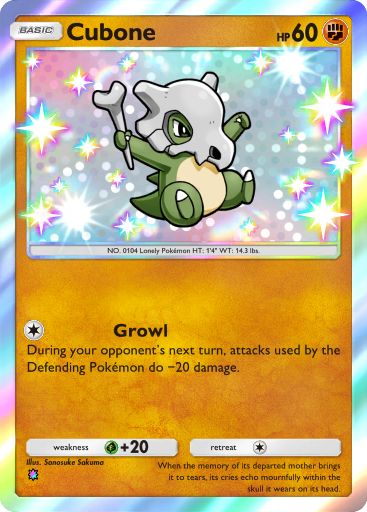 The shiny version of Cubone from Celestial Guardians. Illustrated by Sanosuke Sakuma. Image credit: The Pokémon Company
