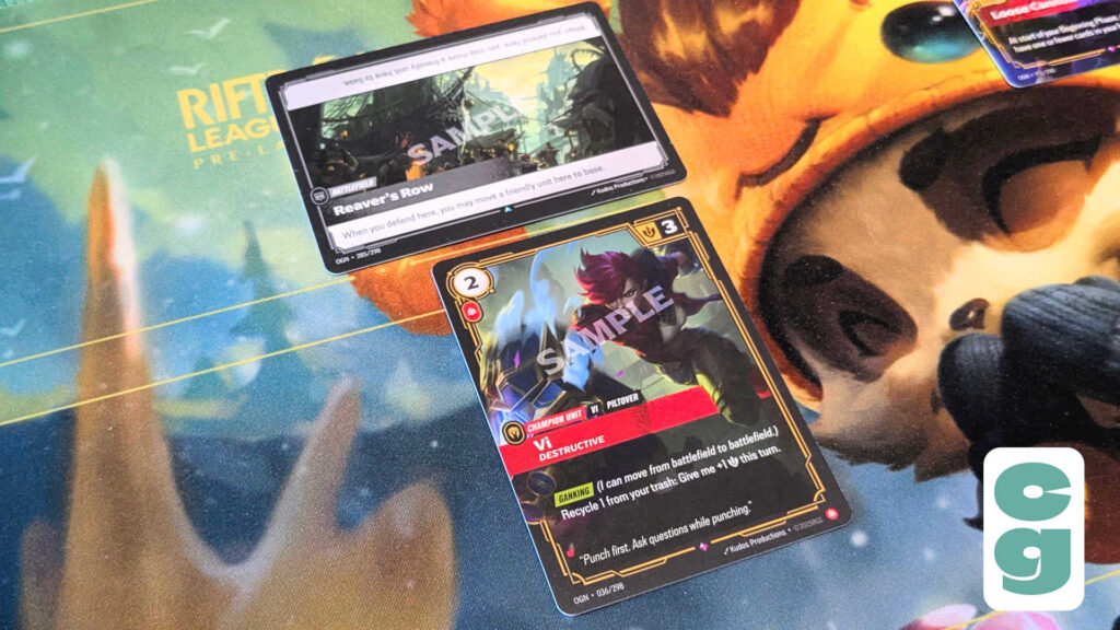 Battlefield and Unit card in Riftbound