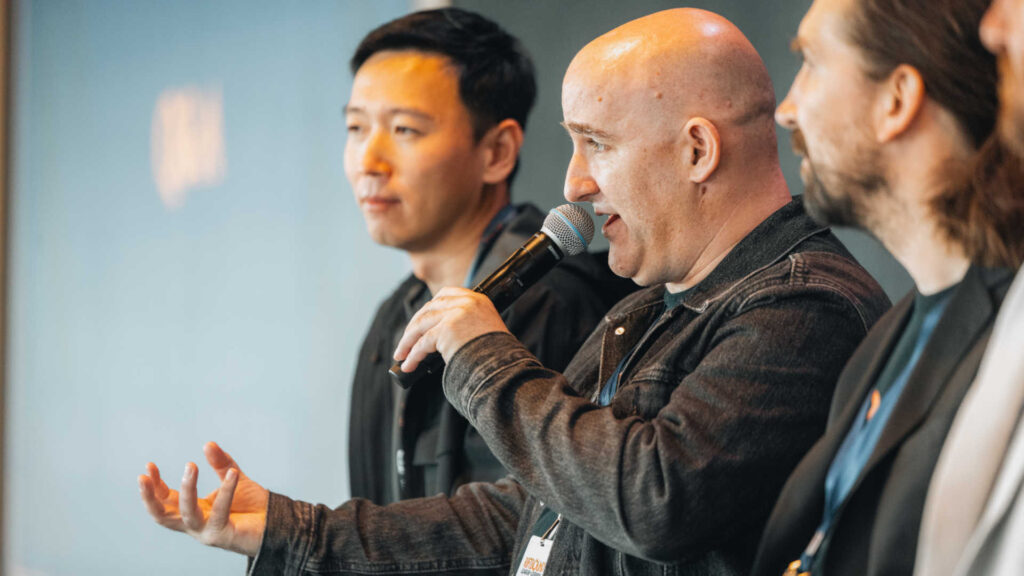 Dave Guskin answering a question at the Riftbound Press Summit, 2025