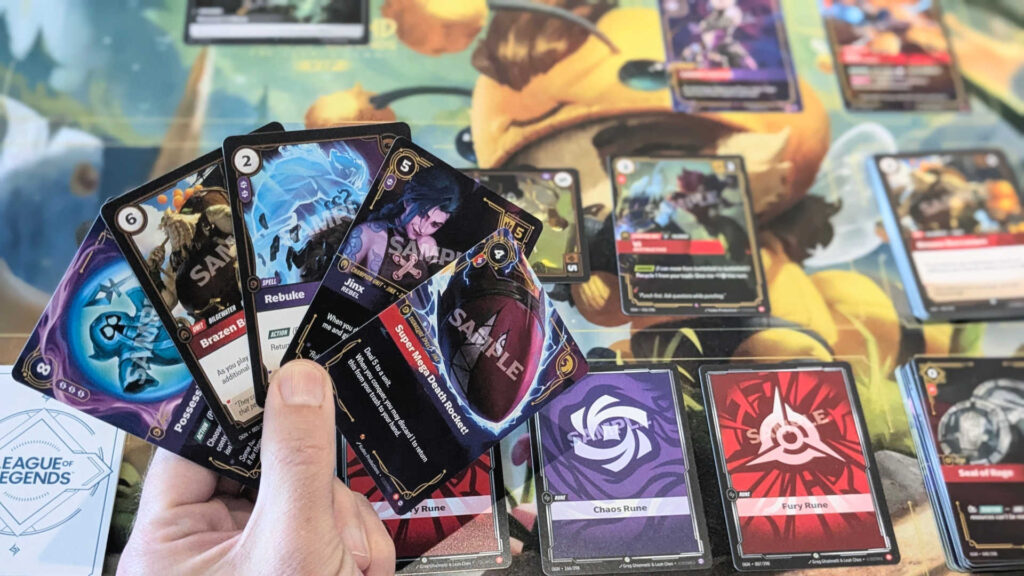 Riftbound cards in hand and in play