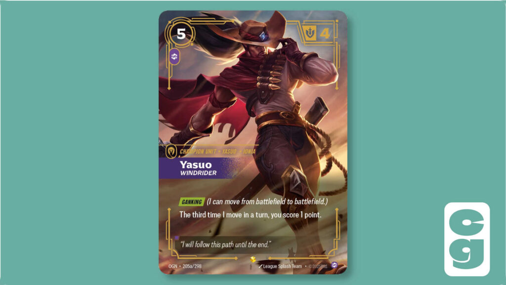 Yasuo Windrider - card 205a from Riftbound Origins