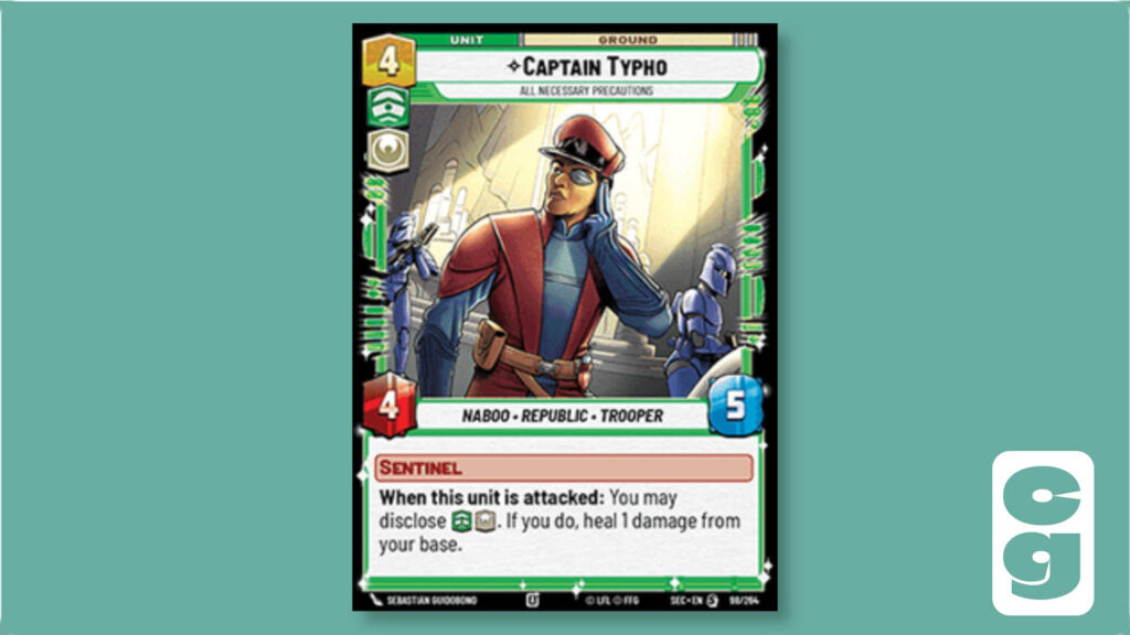 The Captain Typho card from Star Wars Unlimited set, Secrets of Power