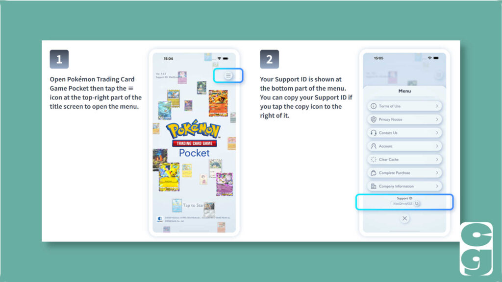 Support ID Instructions for Pokémon TCG Pocket