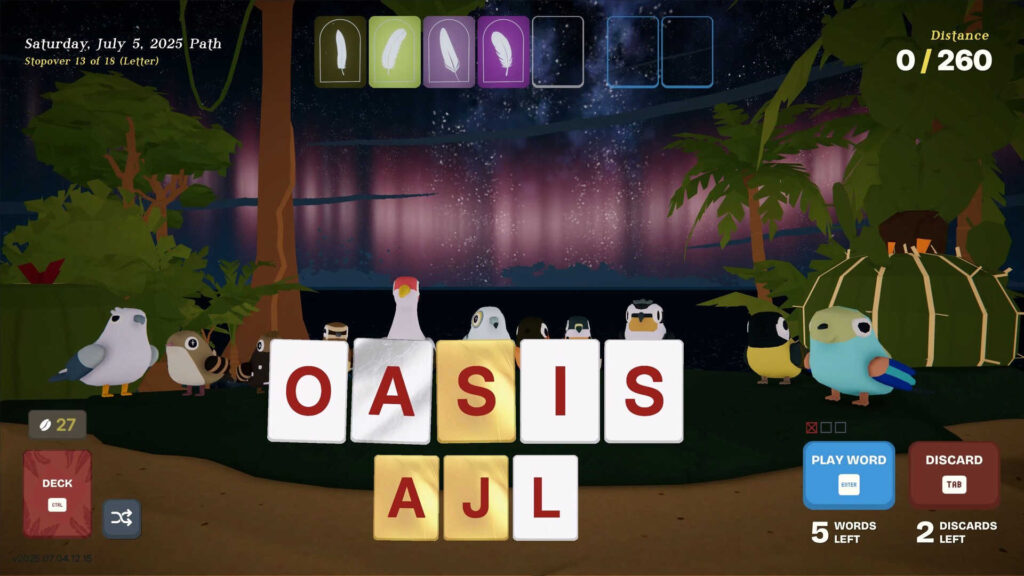 Making the word OASIS in Birdigo
