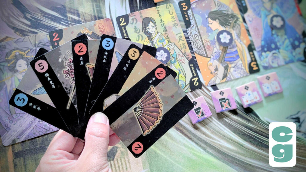 Hanamikoji hand of cards during play