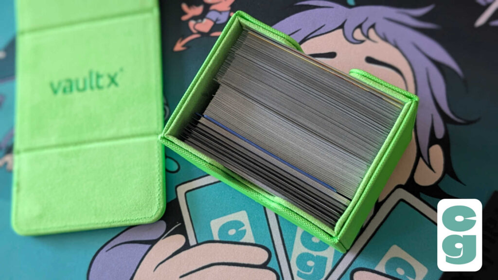 Vault X Deck Box with multiple sleeved and unsleeved cards