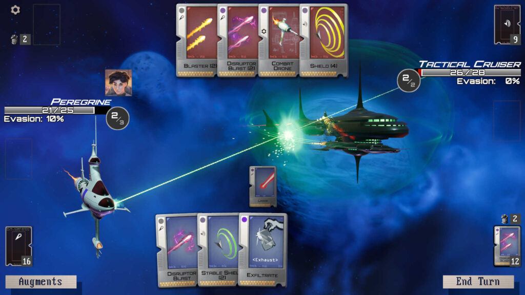 Combat on a blue background in Command Deck