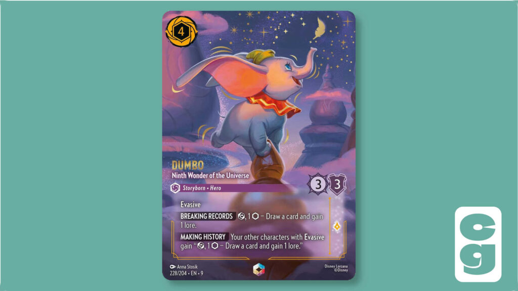 Dumbo Legendary card from Disney Lorcana set, Fabled