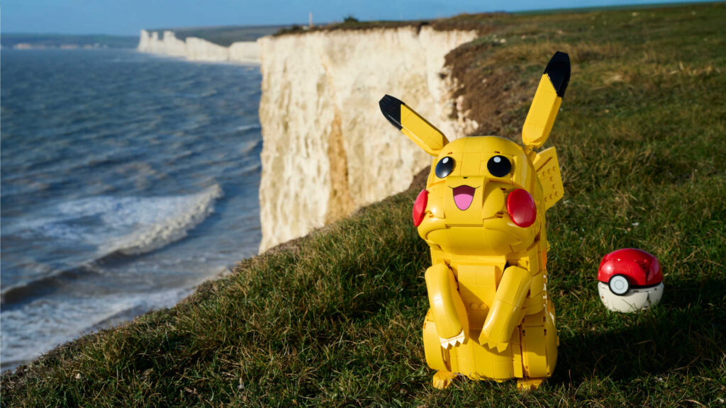 Lego Pikachu on a cliff edge