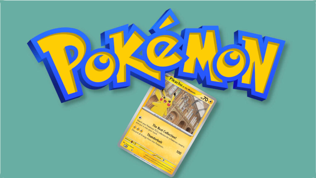 Pokémon Logo and Pikachu at the Museum card