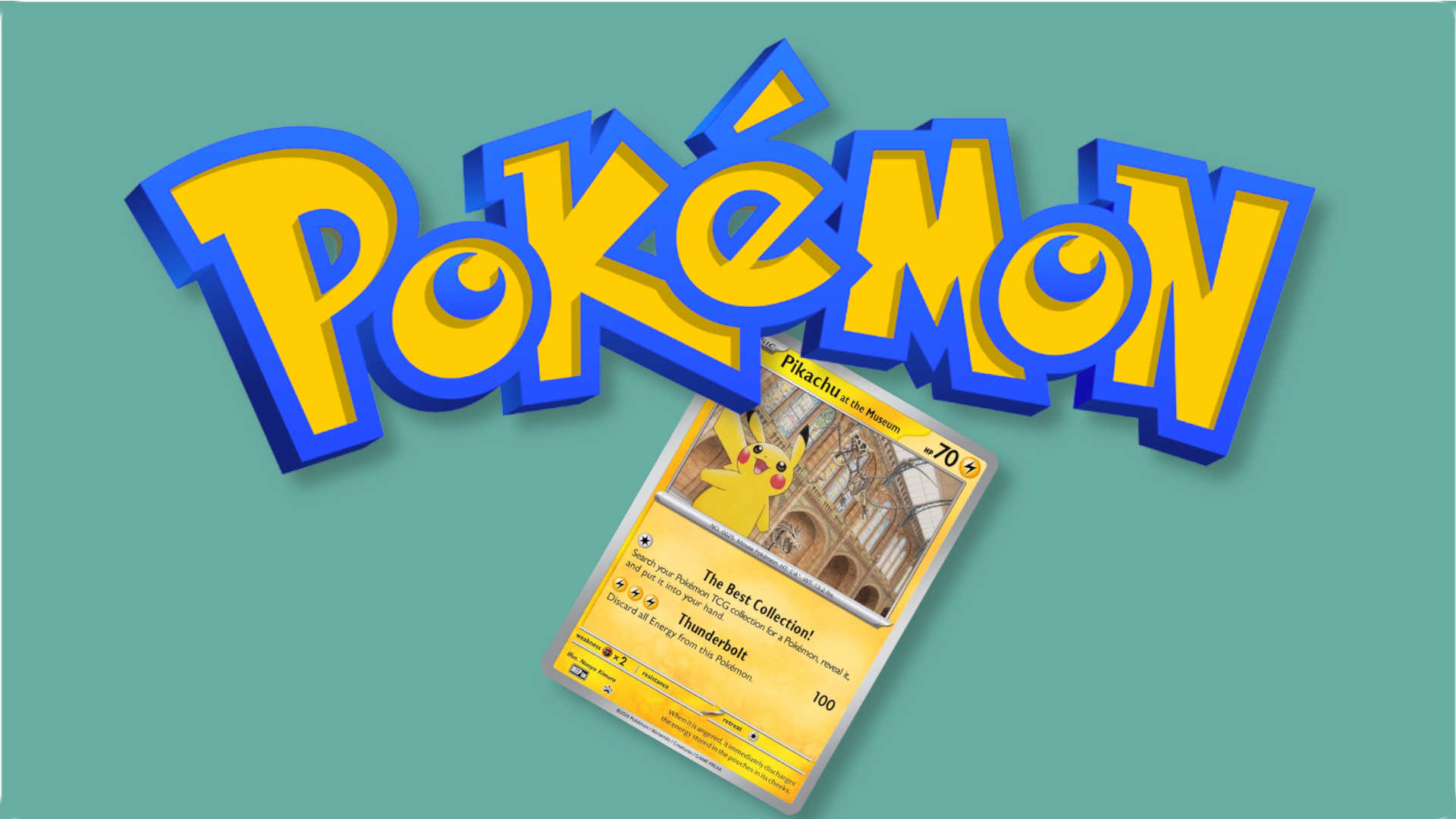 Pokémon Logo and Pikachu at the Museum card
