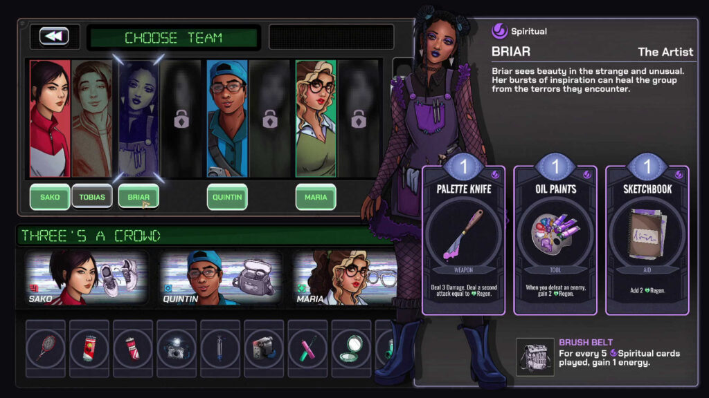 Character Selection Menu in The Spirit Lift