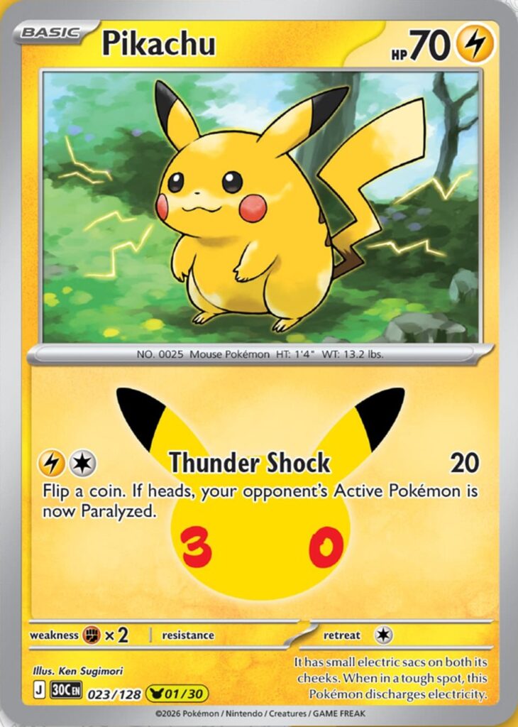 Pikachu 30th Celebration card 01/30