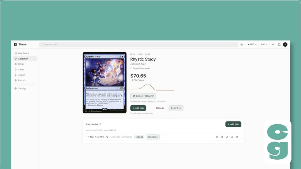 Sleeve Single card data