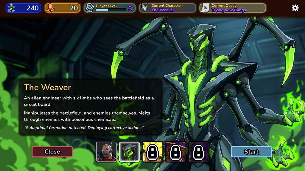Tower Tactics II Character Select